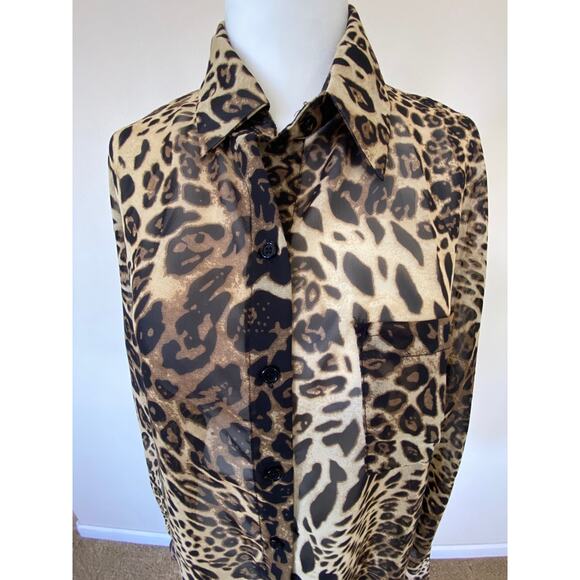 2bella blouse leopard animal cheetah print size M - Picture 2 of 5